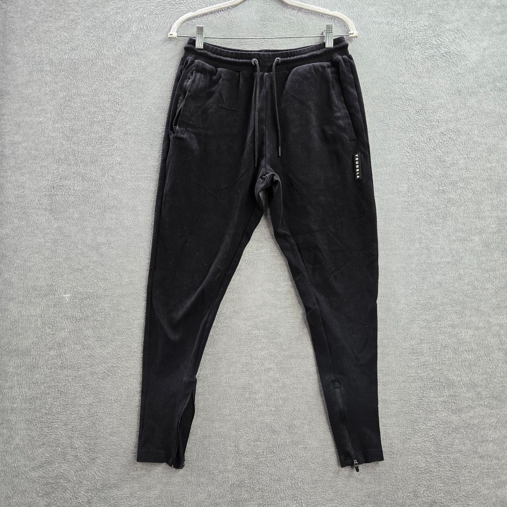 Young LA Women Activewear Pants Medium Black Jogger Zip Ankle READ